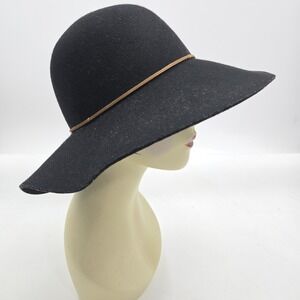 Phenix Hat Women's Floppy Boho Black Wool Leather Band One Size Adjustable